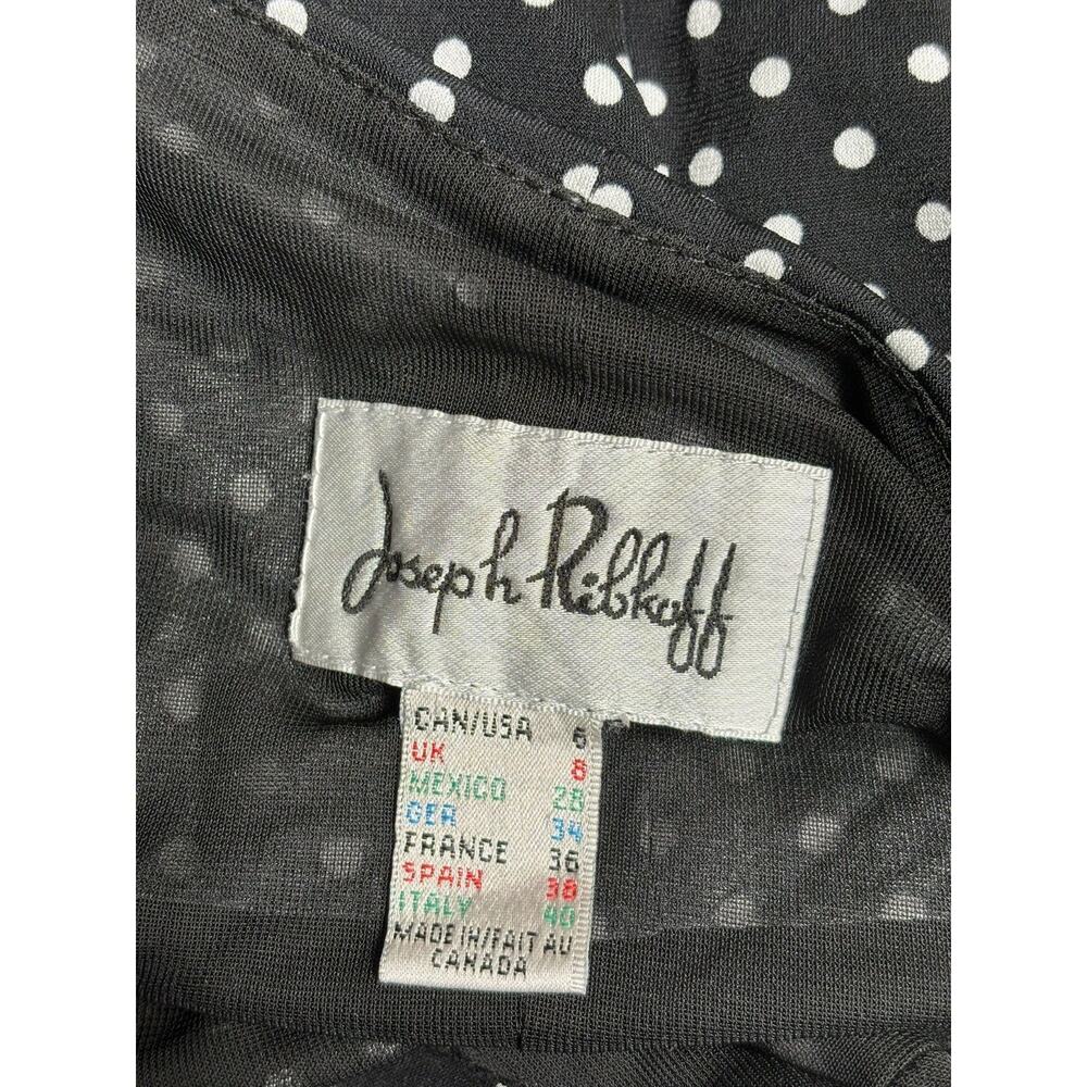 Joseph Ribkoff A-Line Dress Womens Size 6 Black Polka Dot Short Sleeve - Picture 3 of 5